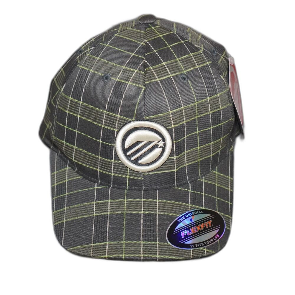 Maverik Lacross Flexfit Plaid Baseball cap hat Gray Green Brand New